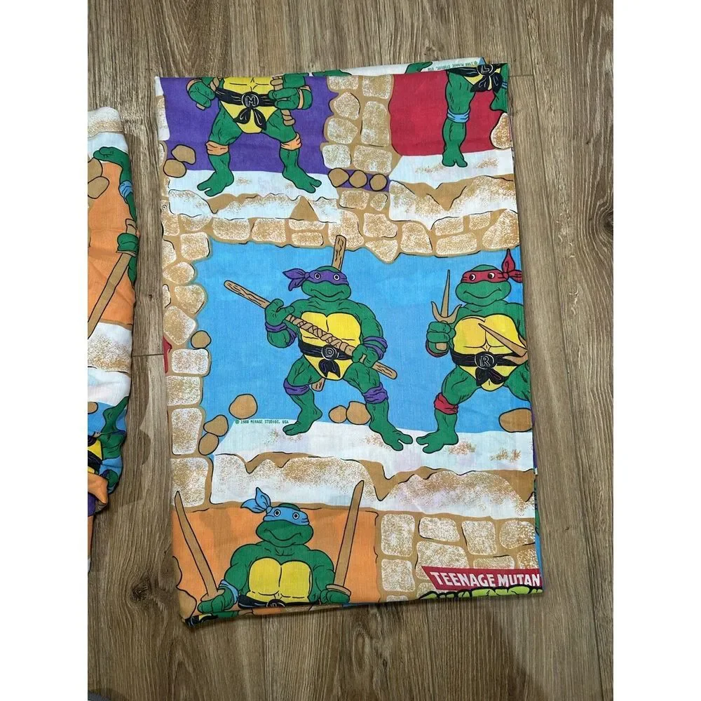 Vintage Rare 1988 Ninja‎ Turtle Twin Bed Set / Flat&Fitted USA Made!